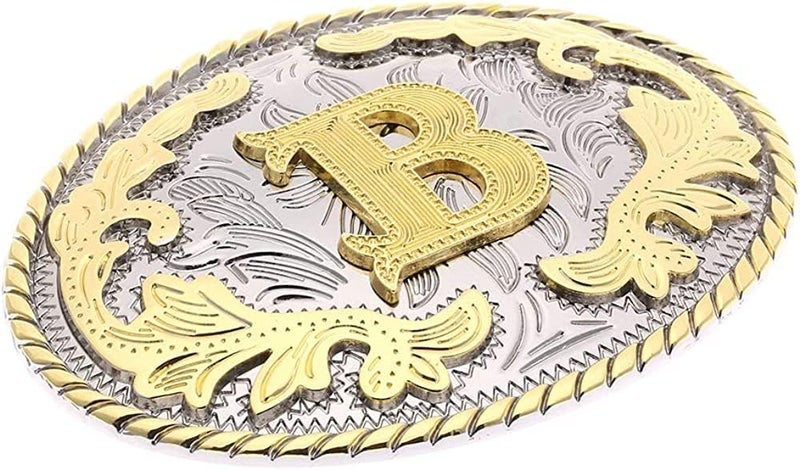 WMG Western Belt Buckle Initial Letters ABCDMRJ to Z Cowboy Belt Buckle, Rodeo Buckles for Men & Women - Image 2